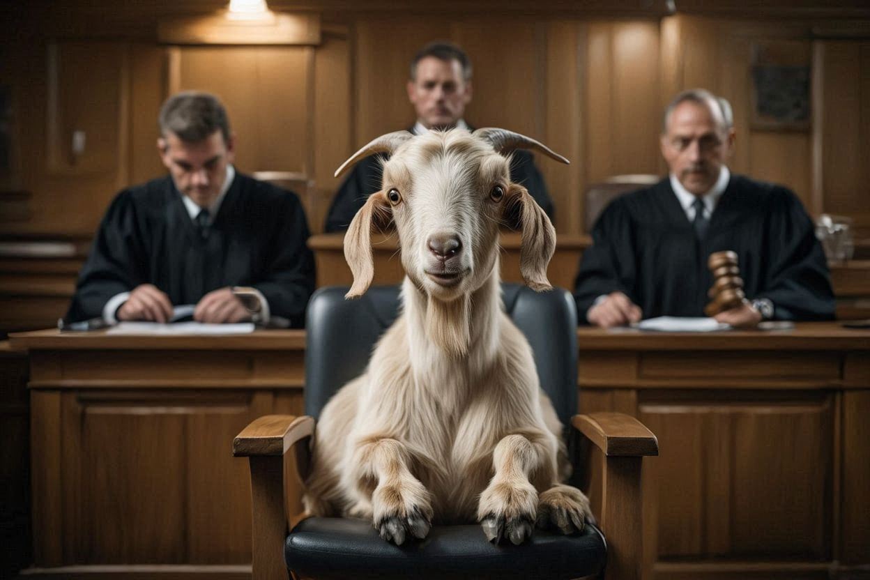 kambing yang sedang diadili di pengadilan