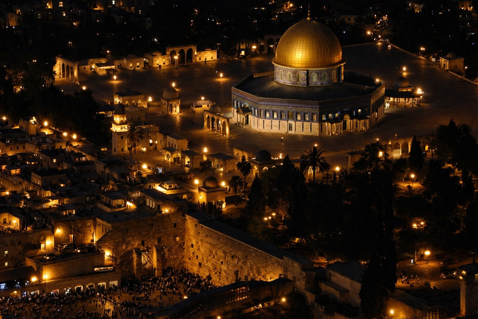 Masjid Al-Aqsa di malam hari peringatan Isra Mikraj